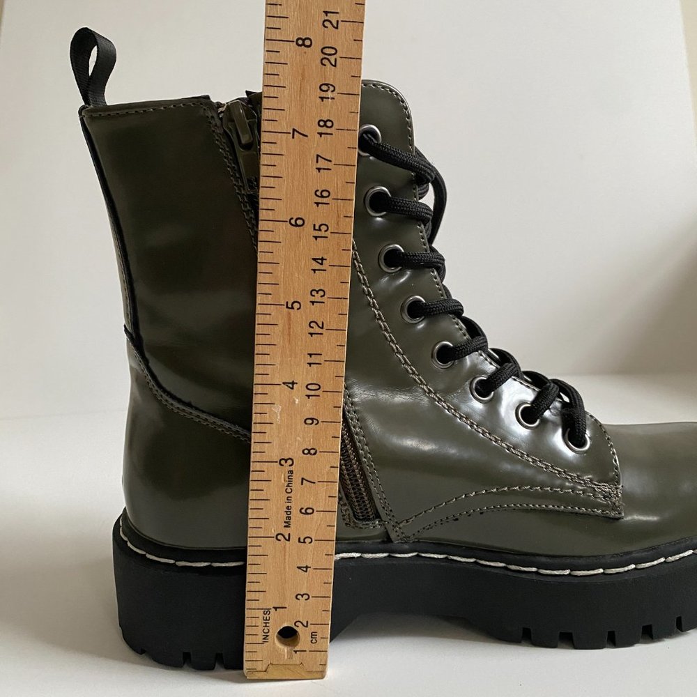 Sincerely Jules Harley Vegan Leather Olive Green Combat Boots Size 6.5 P3HA260P - Picture 10 of 11